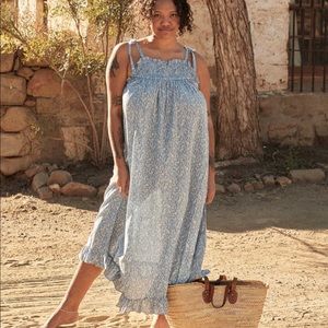 Doen Plumosa Dress Blue Garden Bloom SZ M